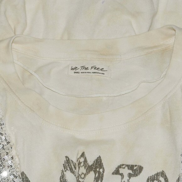 Free People We The Free City Sparkle Tee Oversized Tie Dye Sequin Top S - Picture 8 of 8